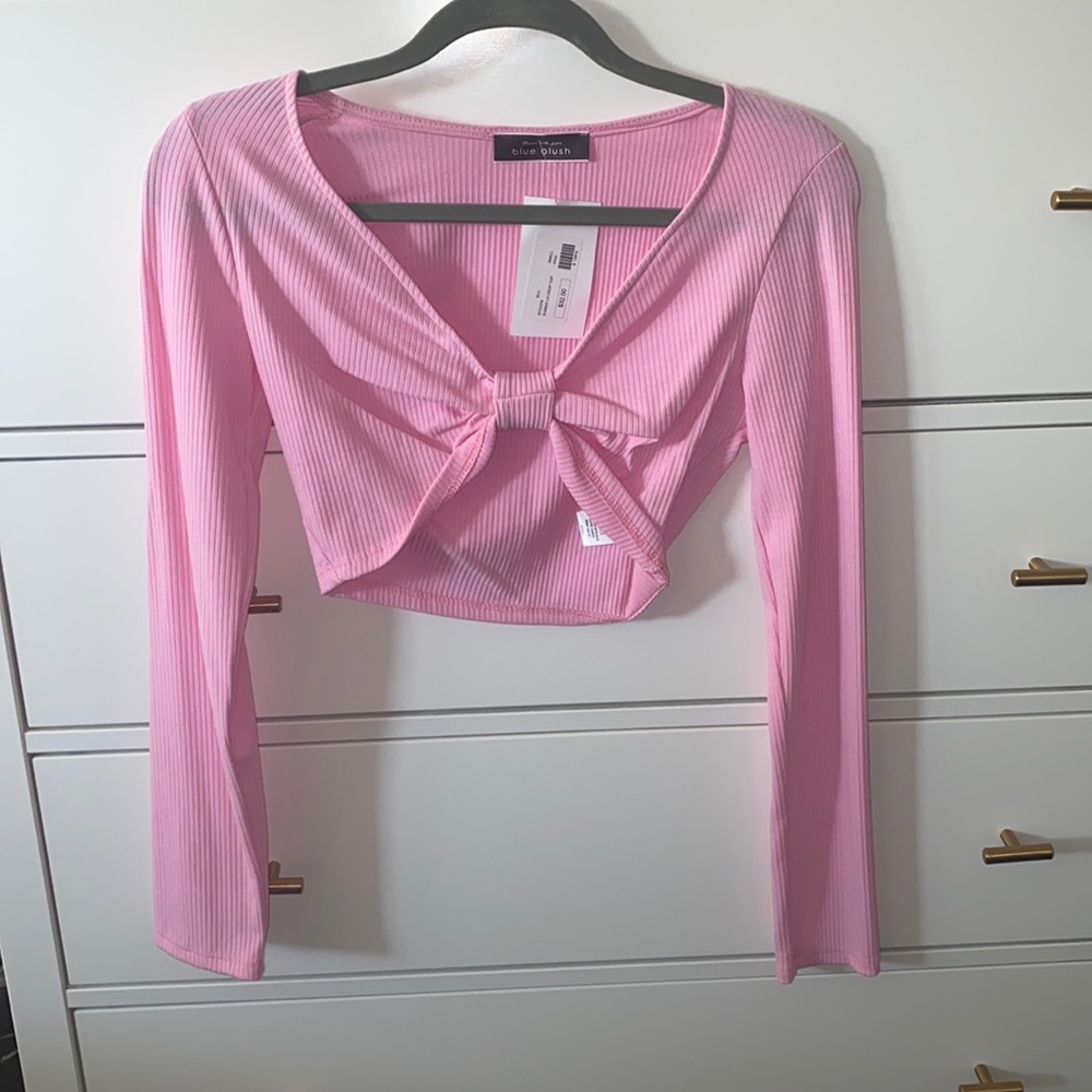 Hot pink crop top long sleeve